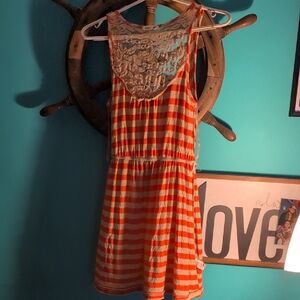 Edge Striped Orange and White Dress